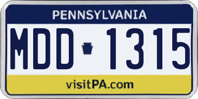 PA license plate MDD1315