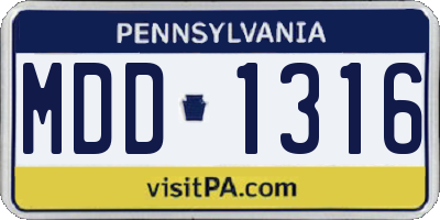 PA license plate MDD1316