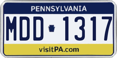 PA license plate MDD1317