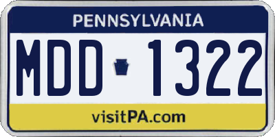 PA license plate MDD1322