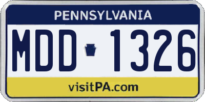 PA license plate MDD1326