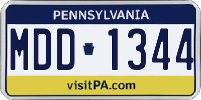 PA license plate MDD1344