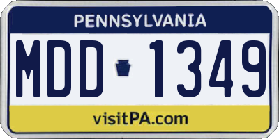 PA license plate MDD1349
