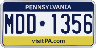 PA license plate MDD1356
