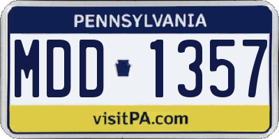 PA license plate MDD1357