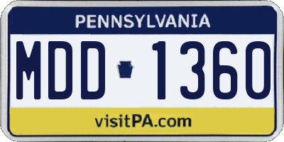 PA license plate MDD1360
