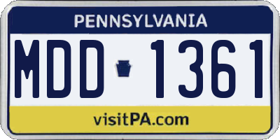 PA license plate MDD1361