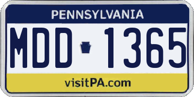 PA license plate MDD1365