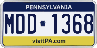 PA license plate MDD1368
