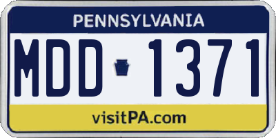 PA license plate MDD1371