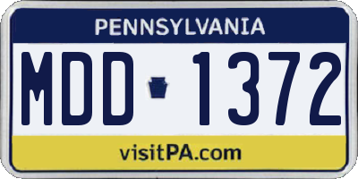 PA license plate MDD1372