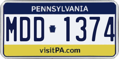 PA license plate MDD1374
