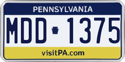 PA license plate MDD1375