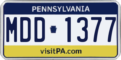 PA license plate MDD1377