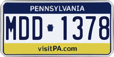 PA license plate MDD1378