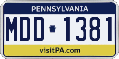 PA license plate MDD1381