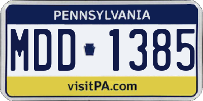 PA license plate MDD1385