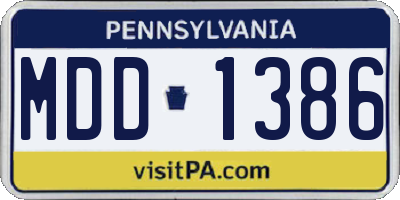 PA license plate MDD1386