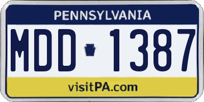PA license plate MDD1387