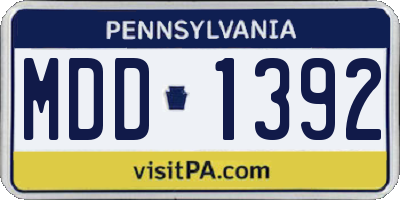 PA license plate MDD1392