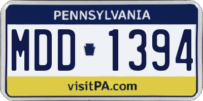 PA license plate MDD1394