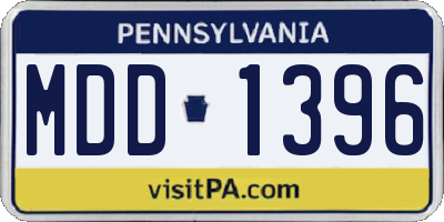 PA license plate MDD1396