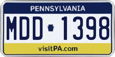 PA license plate MDD1398