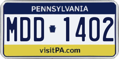 PA license plate MDD1402