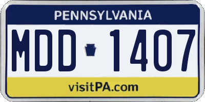 PA license plate MDD1407