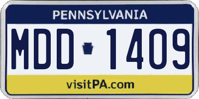 PA license plate MDD1409