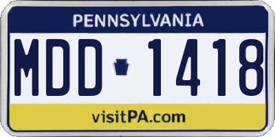 PA license plate MDD1418