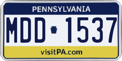 PA license plate MDD1537