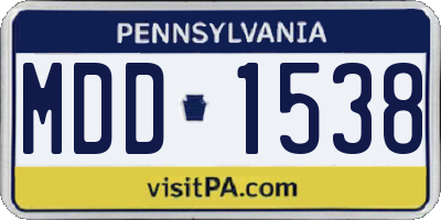 PA license plate MDD1538