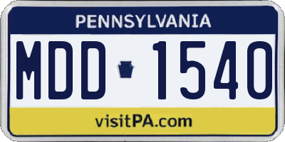 PA license plate MDD1540