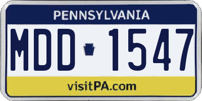 PA license plate MDD1547