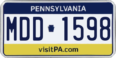 PA license plate MDD1598