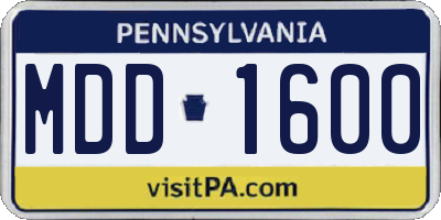 PA license plate MDD1600