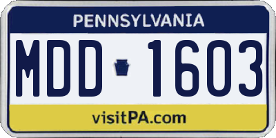 PA license plate MDD1603