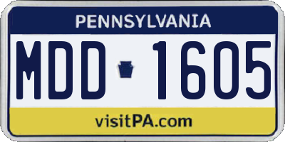 PA license plate MDD1605