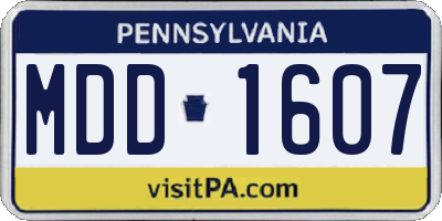 PA license plate MDD1607