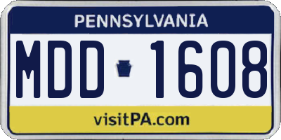 PA license plate MDD1608