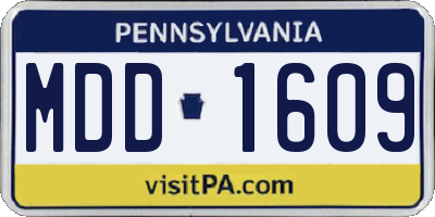 PA license plate MDD1609