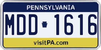 PA license plate MDD1616