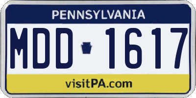 PA license plate MDD1617
