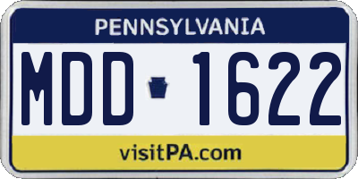PA license plate MDD1622