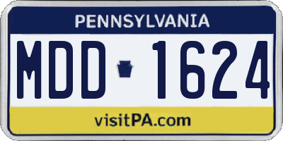 PA license plate MDD1624