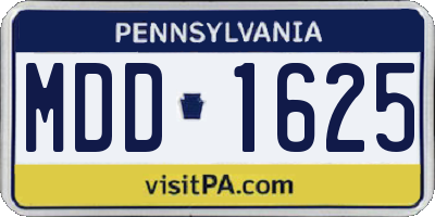 PA license plate MDD1625