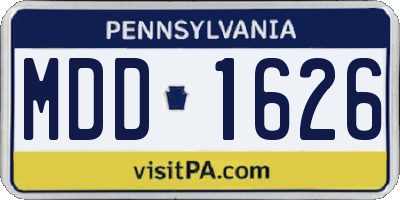 PA license plate MDD1626