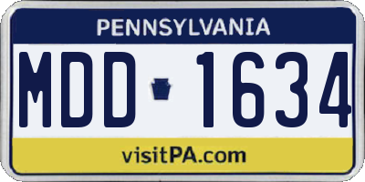 PA license plate MDD1634