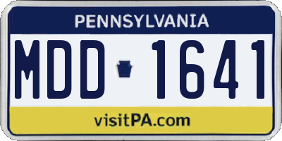 PA license plate MDD1641